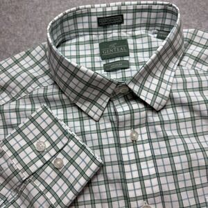 Genteal Performance Mens Medium Green Plaid Long Sleeve Button Down Shirt Pocket